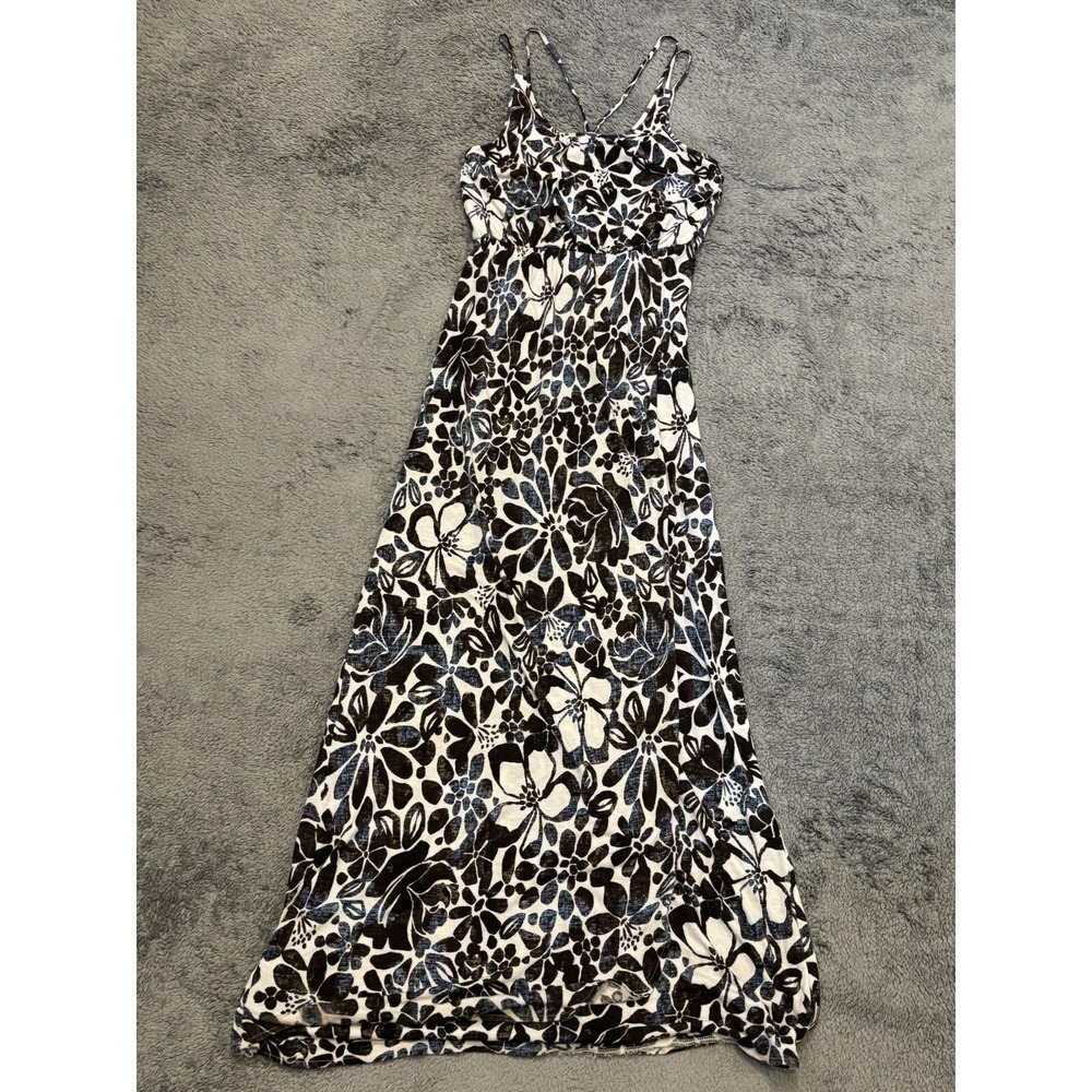 LOFT Maxi Dress Womens Small Blue Brown Floral Sleeveless Tropic Cute Boho